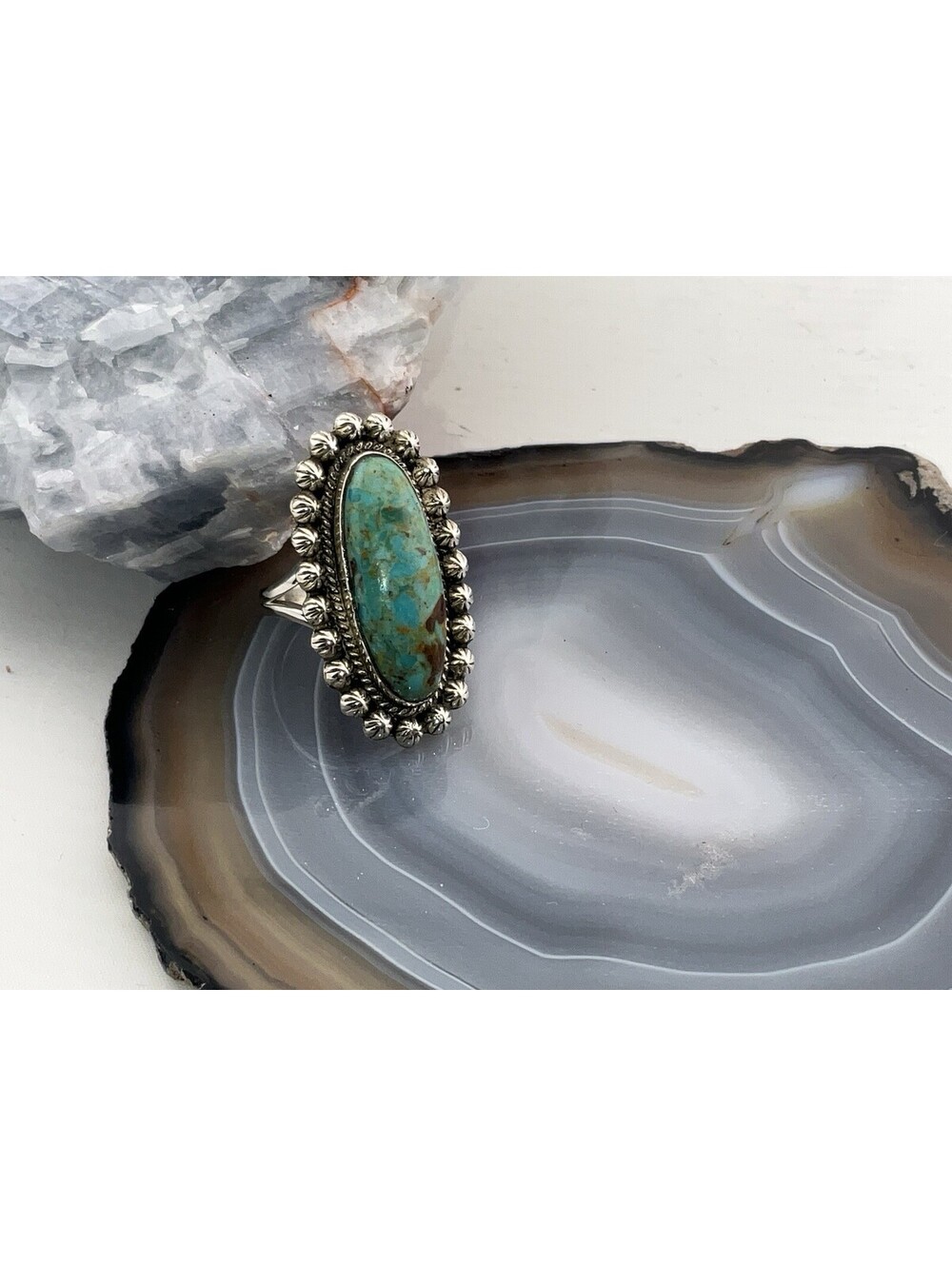 925 Sterling Silver Ladies Turquoise Silver Ring Native American Single Stone - Picture 6 of 6